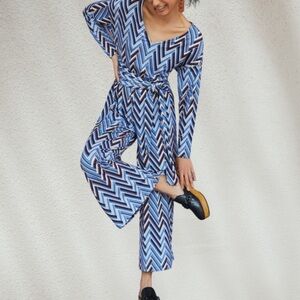 ANTHROPOLOGIE jumpsuit romper NEW Breezy Chevron Wide Leg Jumpsuit medium